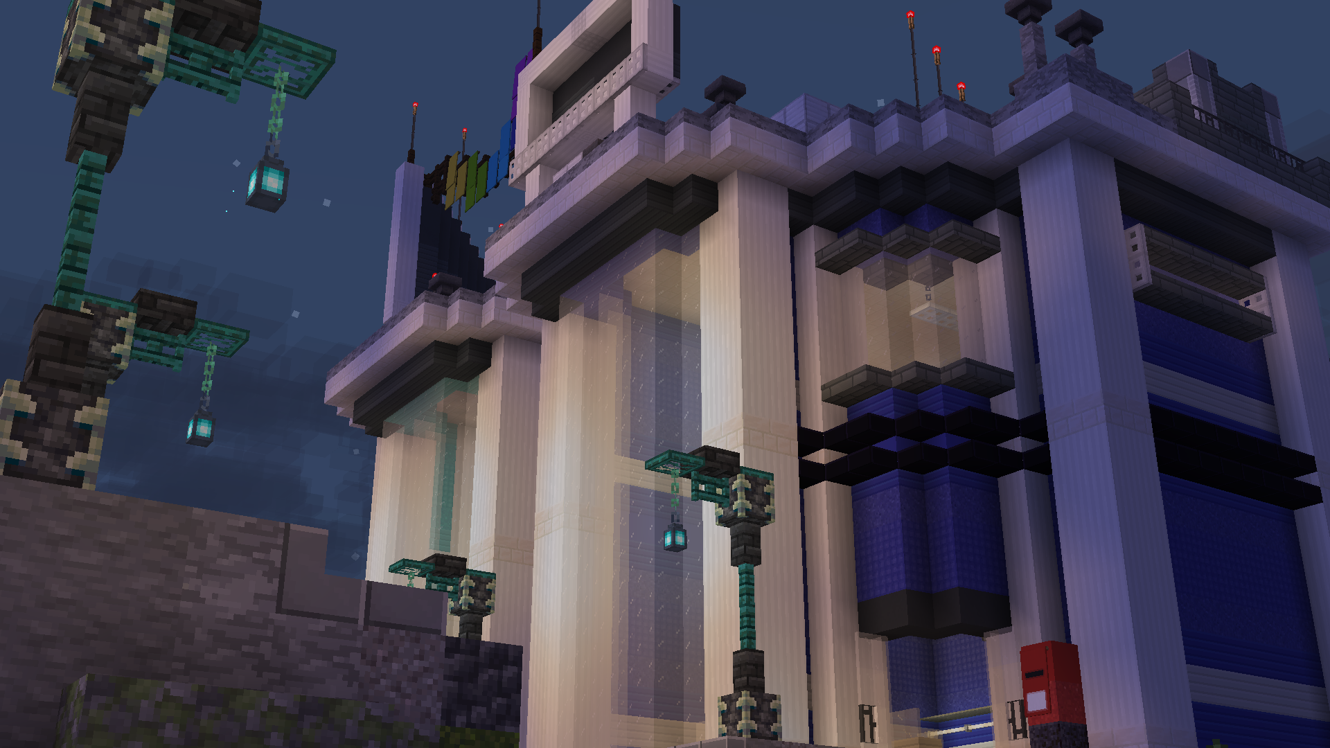 Futuristic tower at night